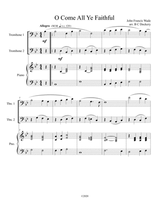 O Come All Ye Faithful (trombone duet) with optional piano accompaniment