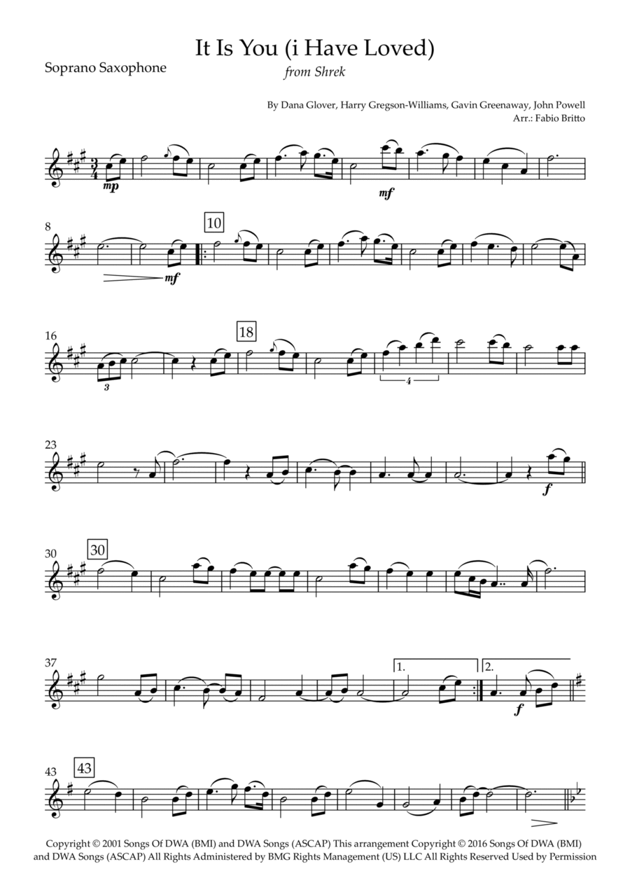 It Is You (i Have Loved) Soprano Saxophone scores gallery preview page 1