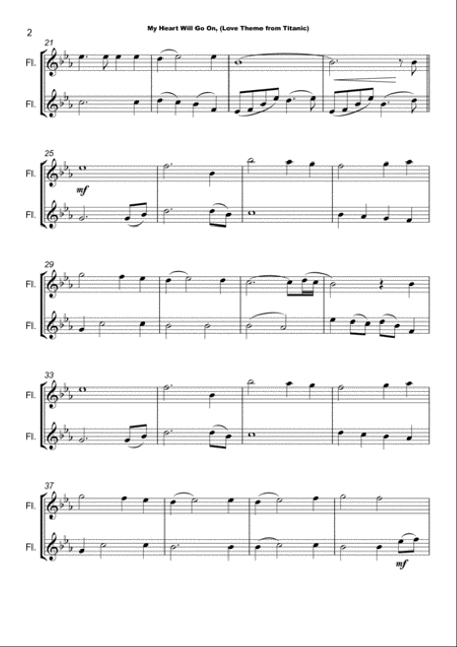 My Heart Will Go On (Love Theme from Titanic) Flute Duet scores gallery preview page 3