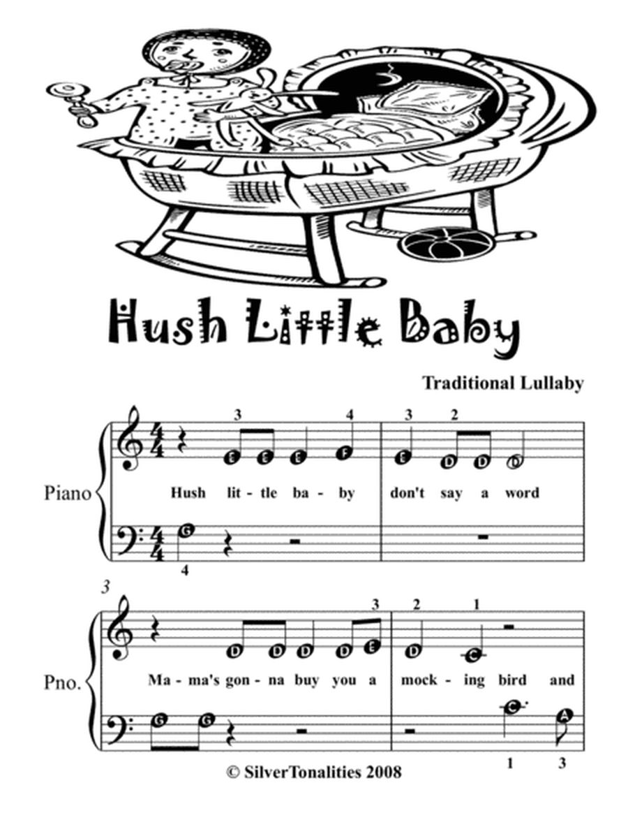 Hush Little Baby Beginner Piano Sheet Music 2nd Edition