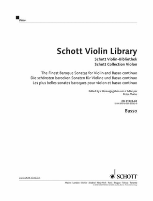 Schott Violin Library: Baroq Sonatas Separate Part - Bassoviolin And Basso Continuo