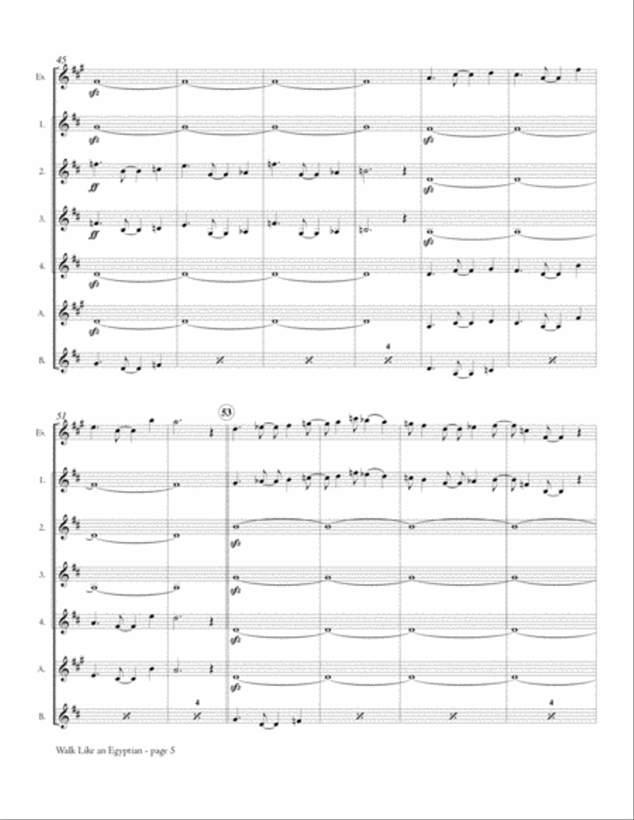 Walk Like An Egyptian Woodwind Ensemble scores gallery preview page 6