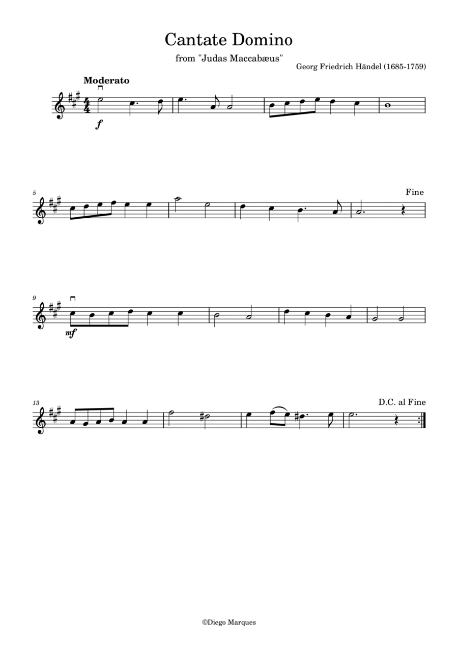 Cantate Domino in A Violin Solo scores gallery preview page 1