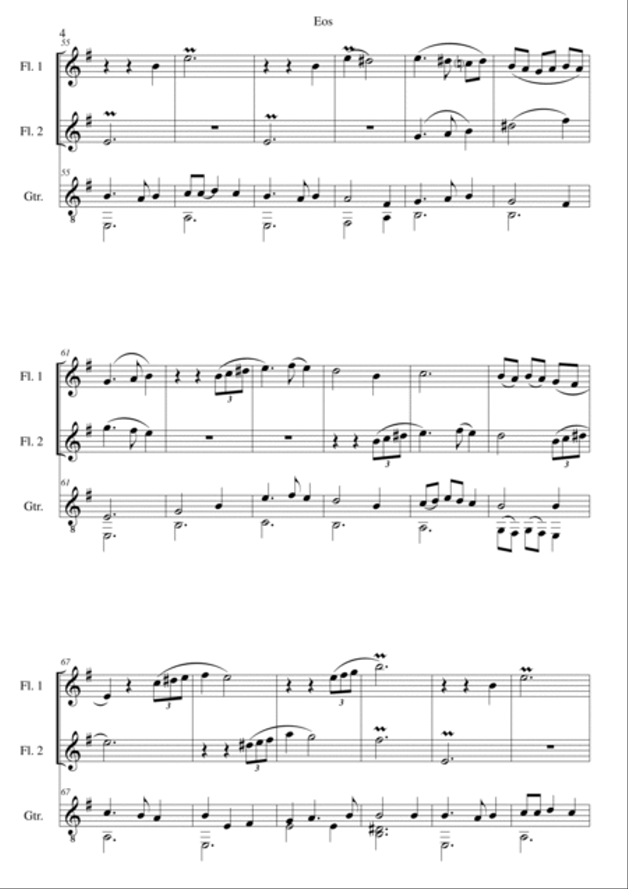 Eos for 2 flutes and guitar Flute scores gallery preview page 4