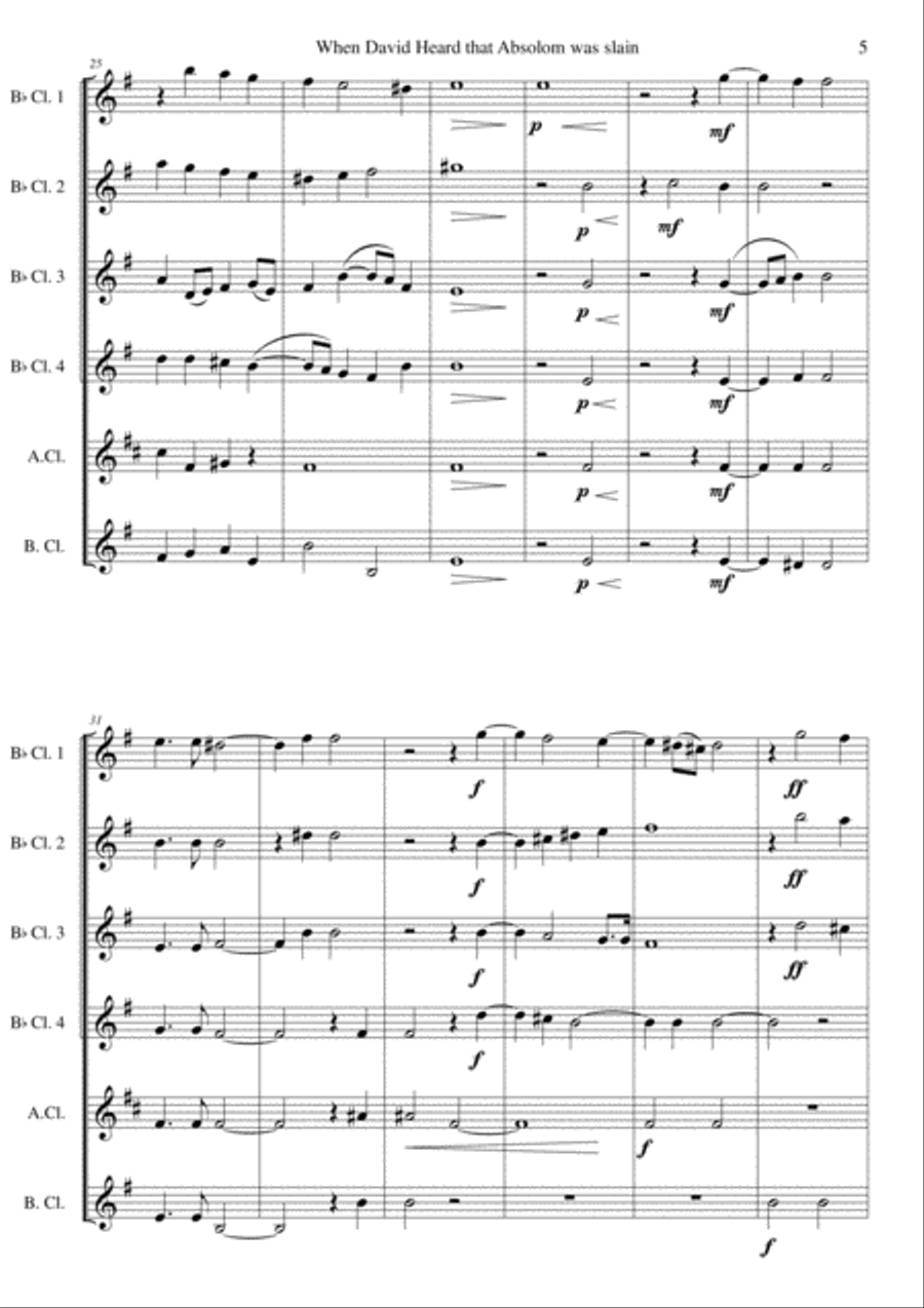 When David heard that Absalom was slain (clarinet sextet) Clarinet Solo scores gallery preview page 5