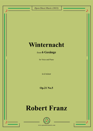 Book cover for Franz-Winternacht,in d minor,Op.21 No.5,for Voice and Piano