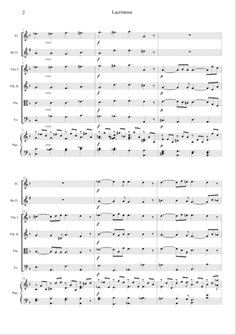 Mozart: Requiem K.626 6.Lacrimosa Orchestra scores gallery preview page 2