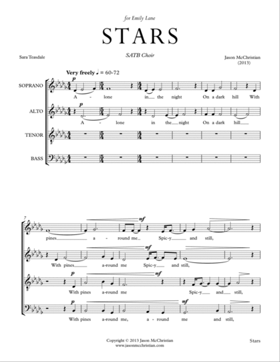 Stars - for SATB Choir 4-Part scores gallery preview page 3