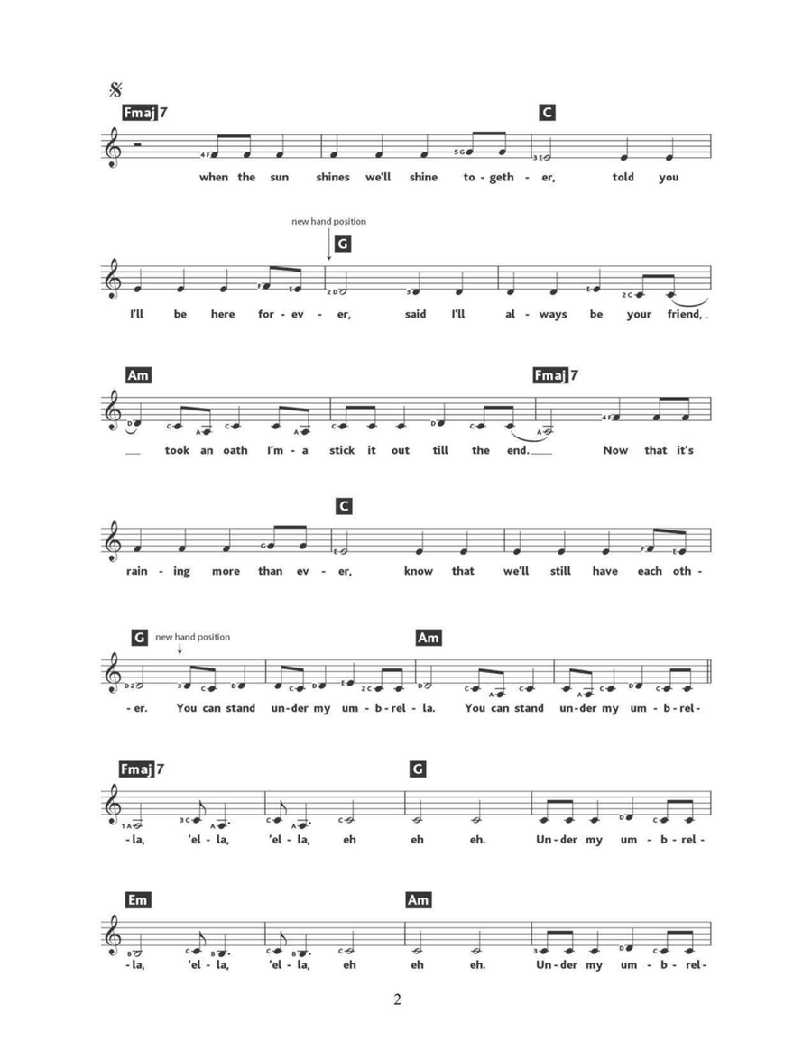 Umbrella Umbrella Piano scores gallery preview page 2
