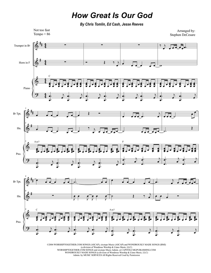 How Great Is Our God Brass Duet scores gallery preview page 1
