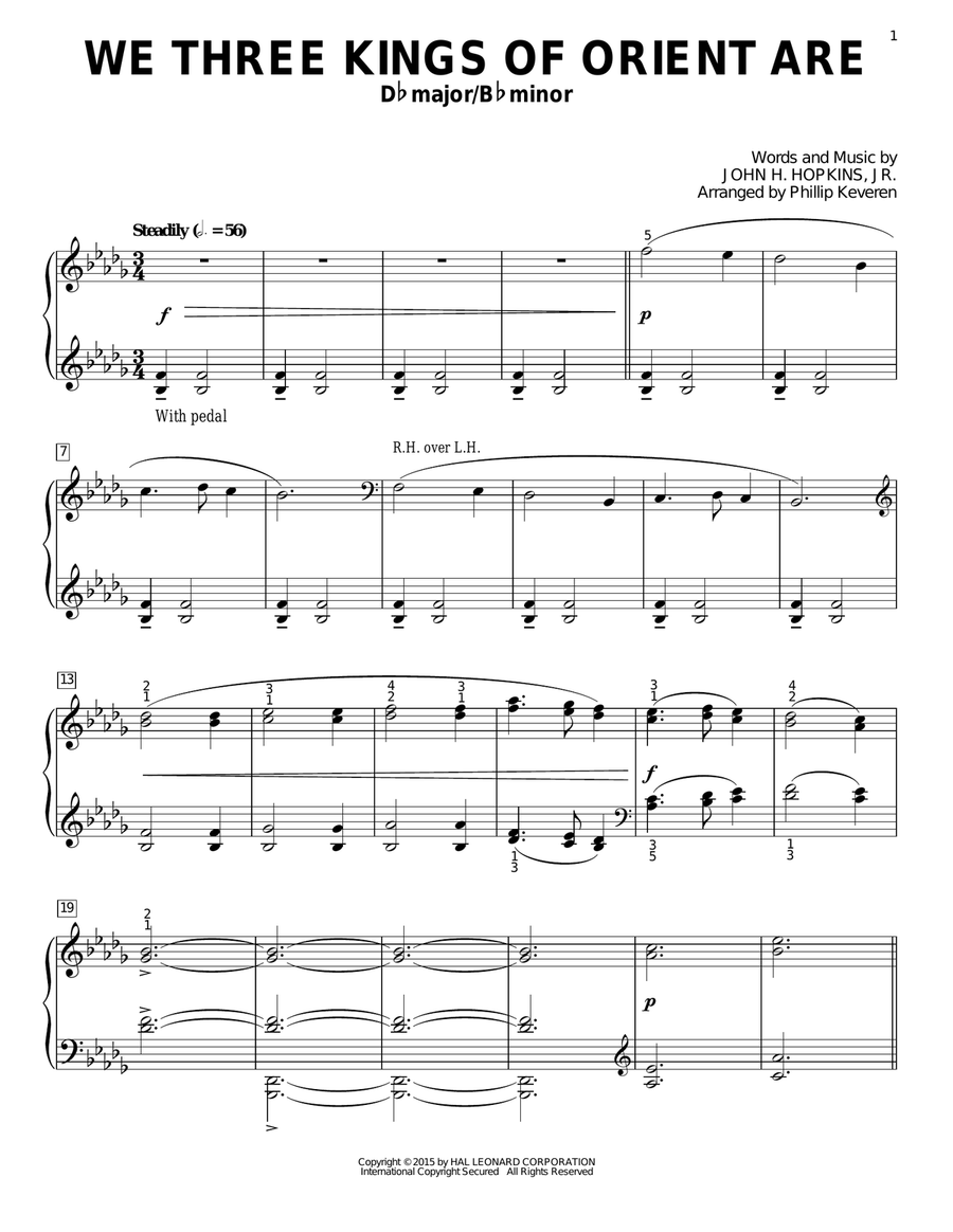 We Three Kings Of Orient Are (arr. Phillip Keveren) Piano Solo scores gallery preview page 1