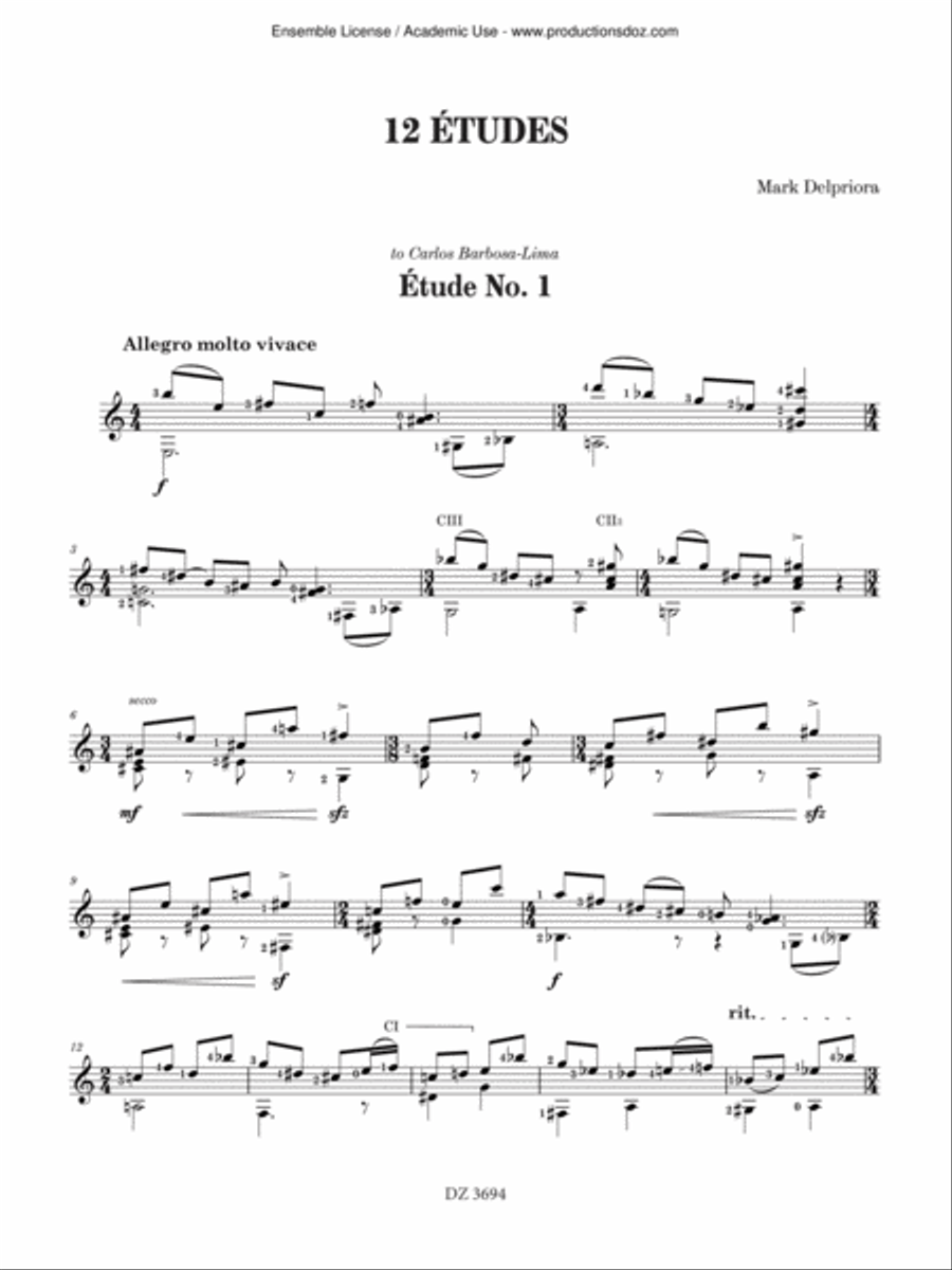 12 Études Classical Guitar scores gallery preview page 4