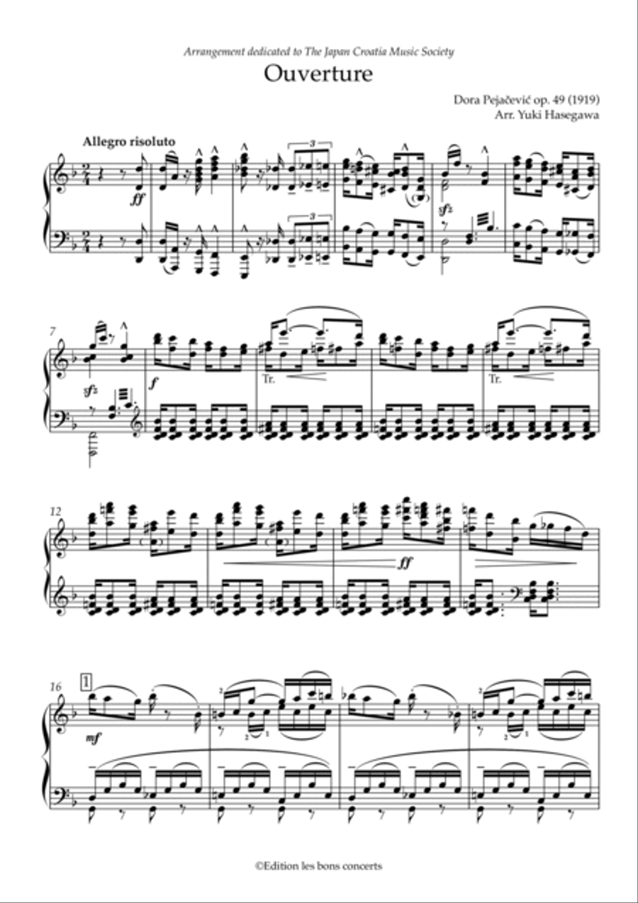 Dora Pejačević: Ouverture in D minor for large orchestra, (op.49) / Arrangement for piano by Yuki