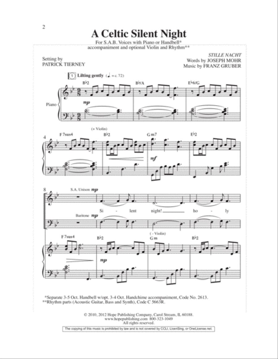 A Celtic Silent Night 3-Part scores gallery preview page 3
