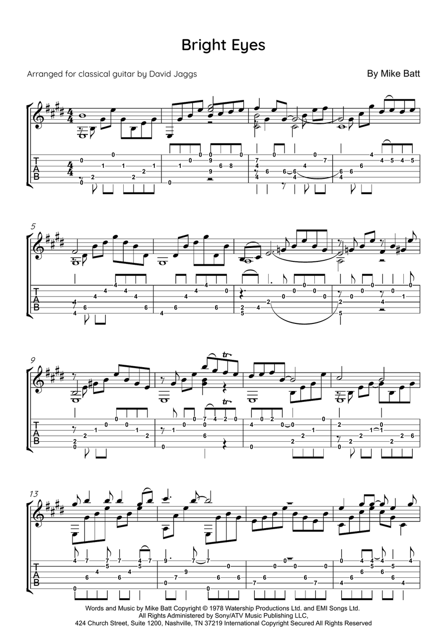 Bright Eyes Bright Eyes Guitar Tablature scores gallery preview page 1