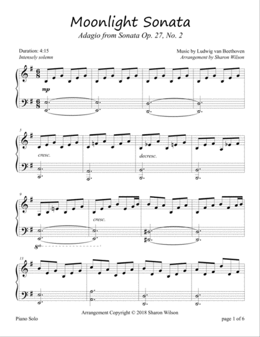 Moonlight Sonata Piano Method scores gallery preview page 1
