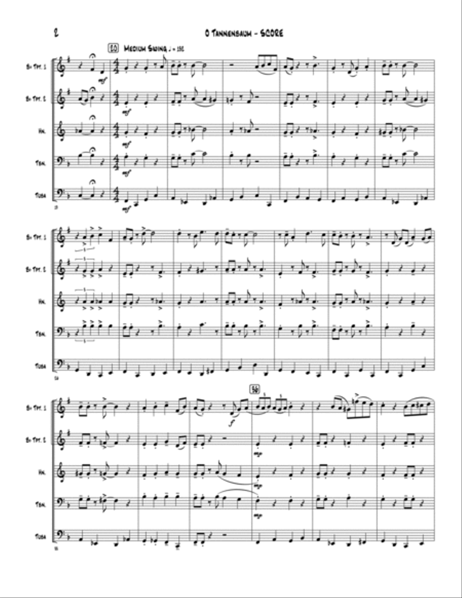 O Tannenbaum (O Christmas Tree) - brass quintet Brass Quintet scores gallery preview page 3