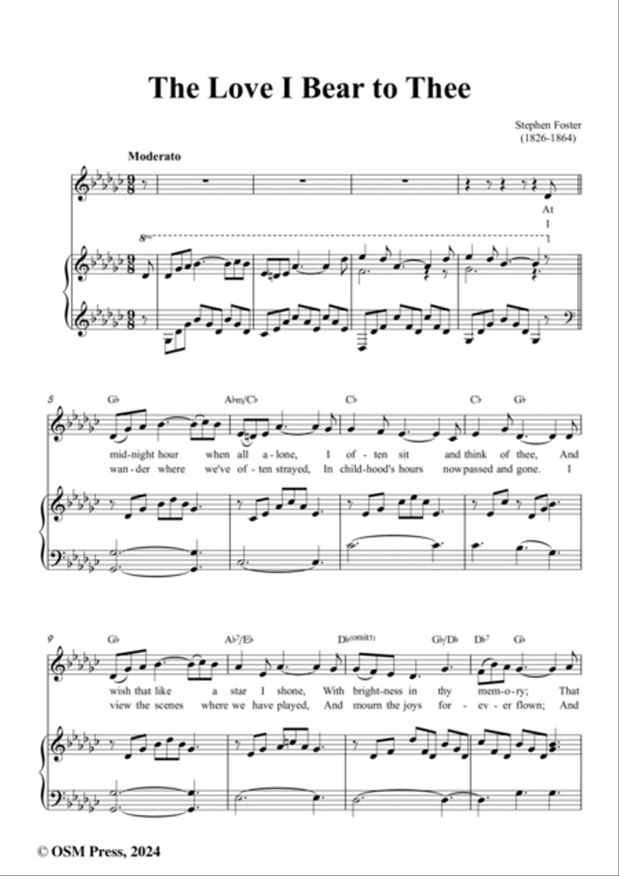 S. Foster-The Love I Bear to Thee,in G flat Major Voice scores gallery preview page 2