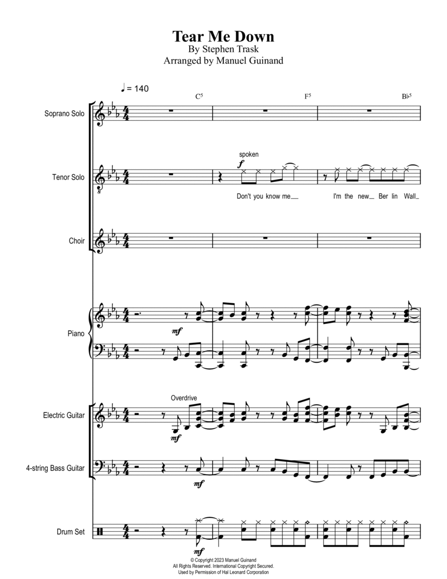 Tear Me Down Piano, Vocal, Guitar scores gallery preview page 1