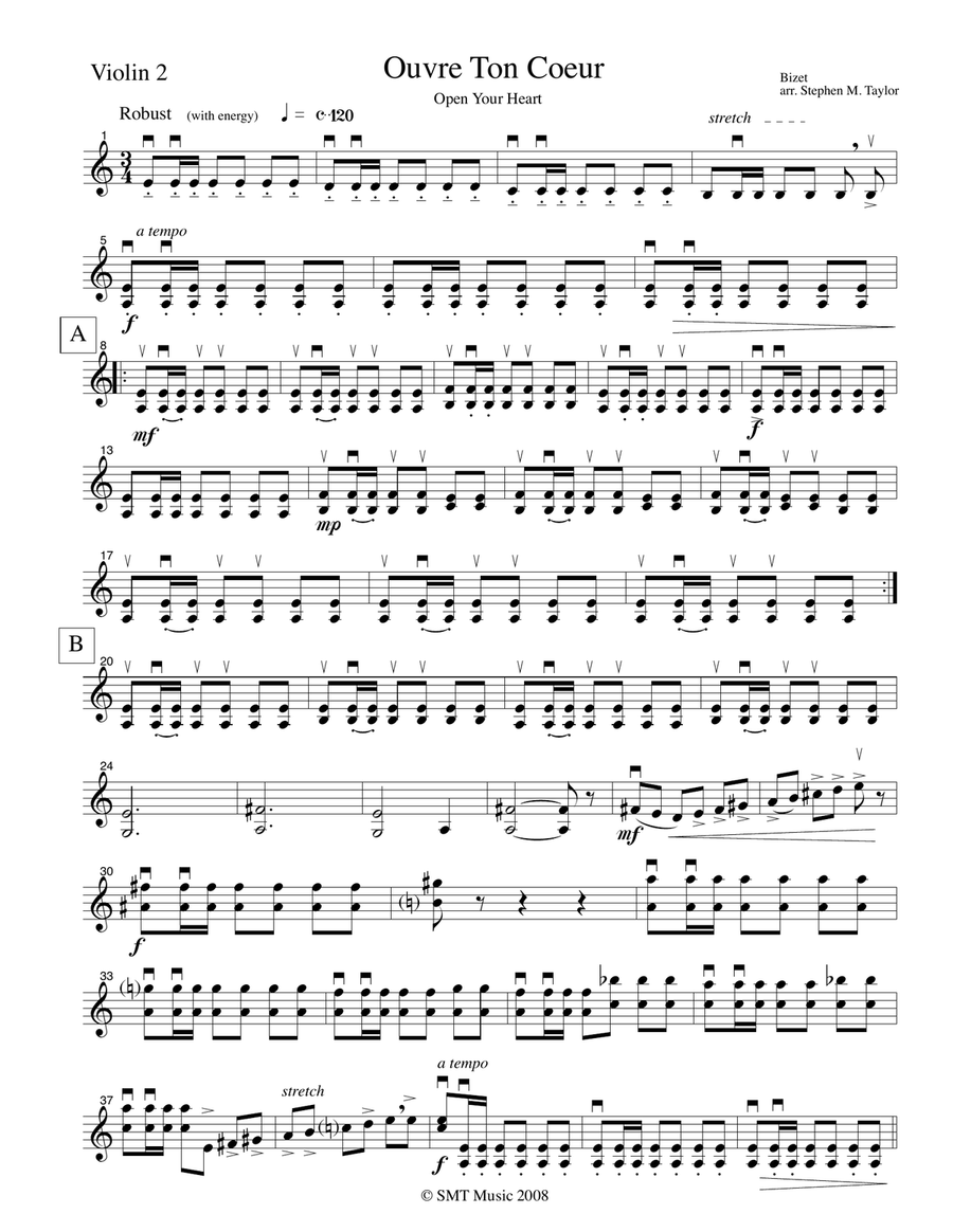 Open Your Heart (Ouvre Ton Coeur) by Bizet String Quartet scores gallery preview page 3
