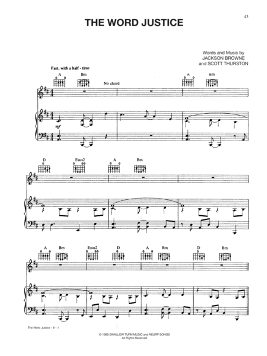 The Word Justice Piano, Vocal, Guitar scores gallery preview page 1