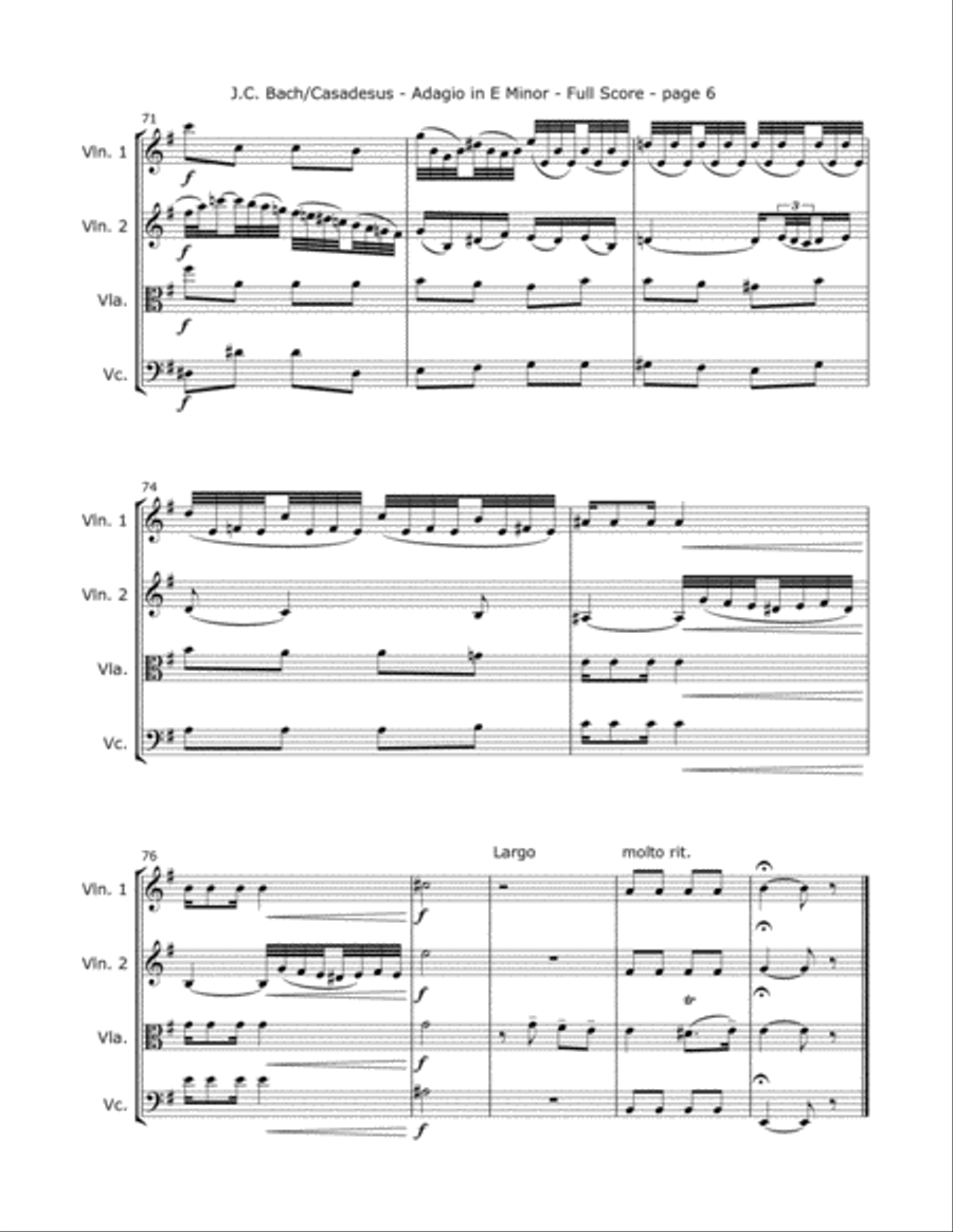 Casadesus, H. - Adagio in E Minor for String Quartet String Quartet scores gallery preview page 6