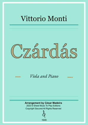 Book cover for Czardas - Viola and Piano (Full Score)