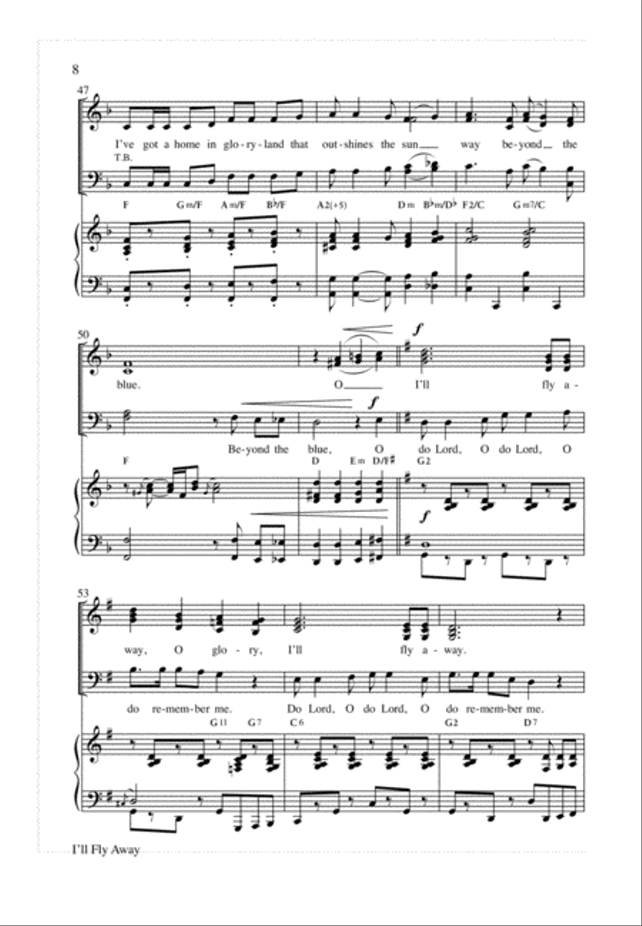 I'll Fly Away 4-Part scores gallery preview page 8