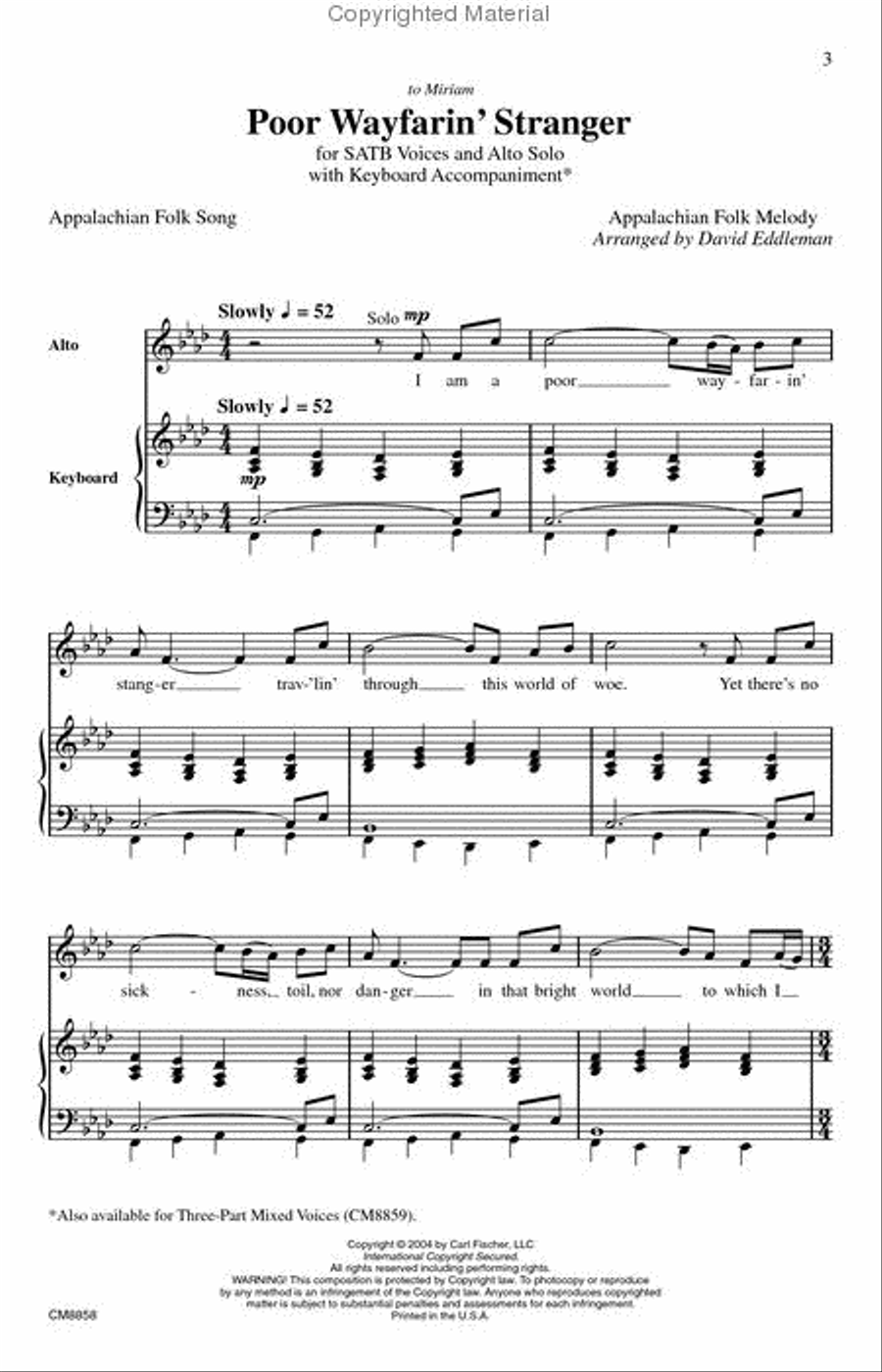 Poor Wayfarin' Stranger 3-Part scores gallery preview page 2