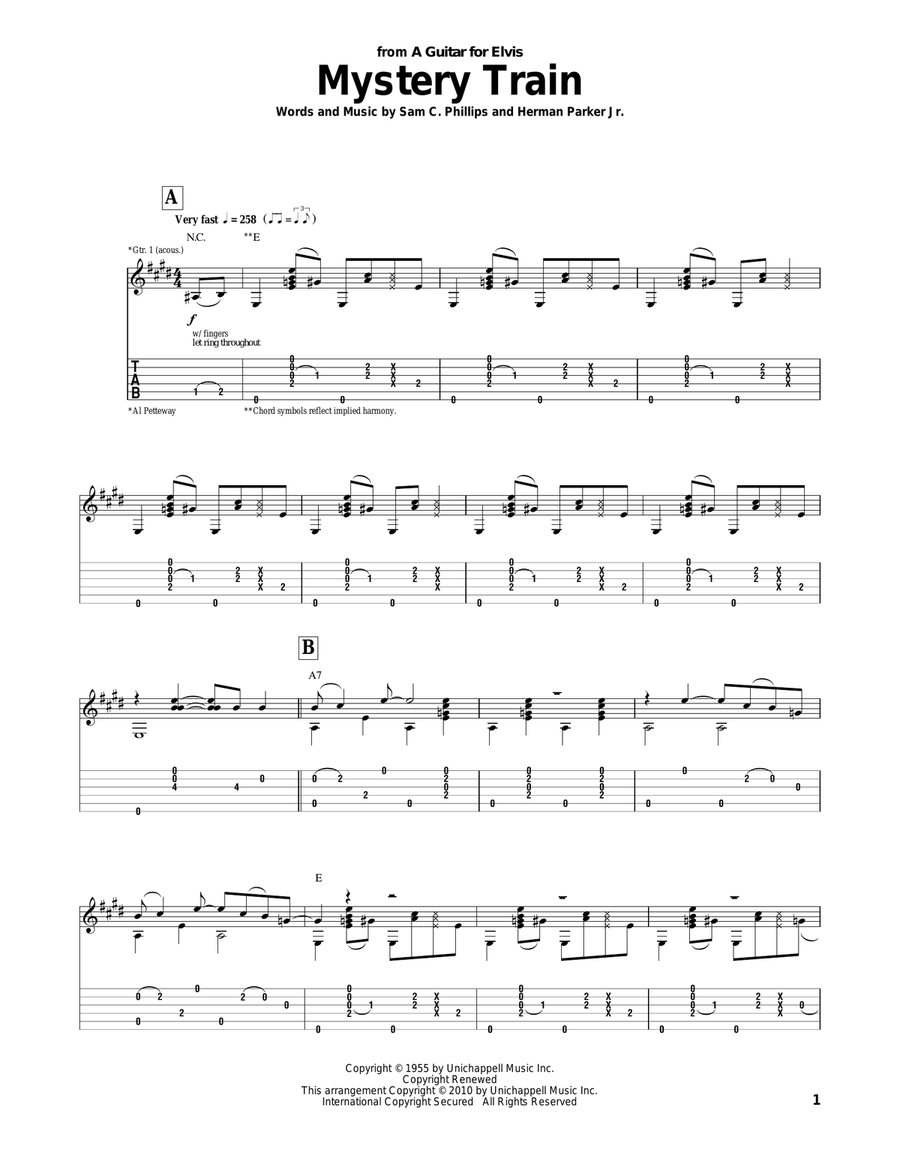 Mystery Train Acoustic Guitar scores gallery preview page 1
