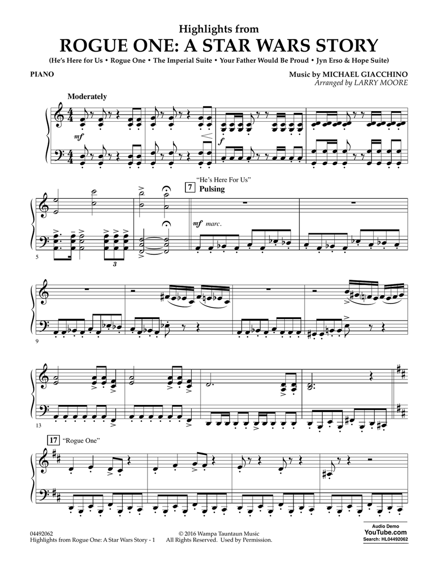 Highlights from Rogue One: A Star Wars Story - Piano Orchestra scores gallery preview page 1
