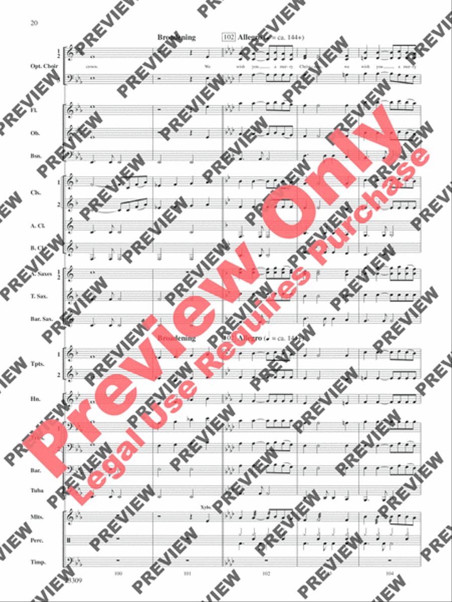 Merry Christmas to All (A Medley of Carols) Concert Band scores gallery preview page 21