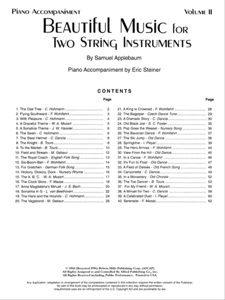 Beautiful Music for Two String Instruments, Book 2 Chamber Orchestra scores gallery preview page 2