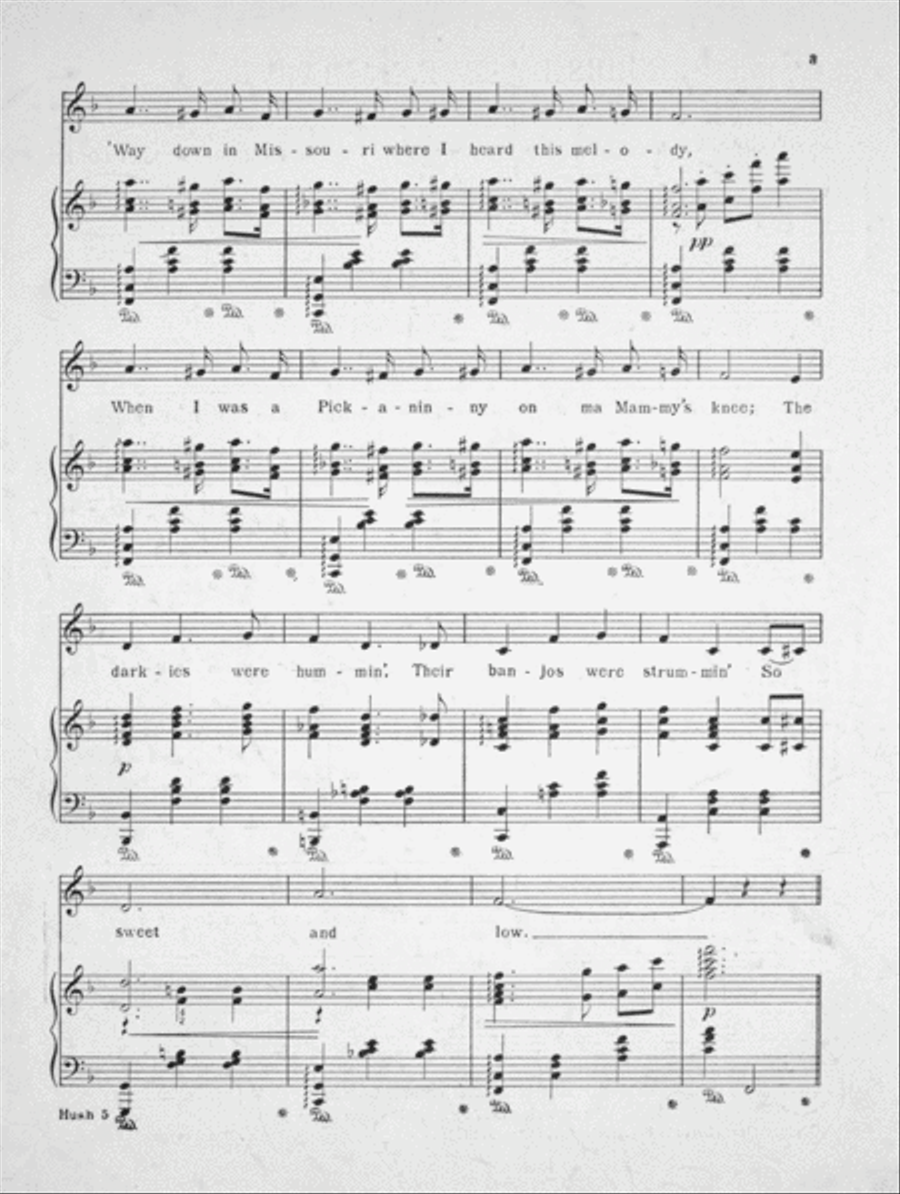 Missouri Waltz. Song. (Hush-A-Bye, Ma Baby) Voice scores gallery preview page 3