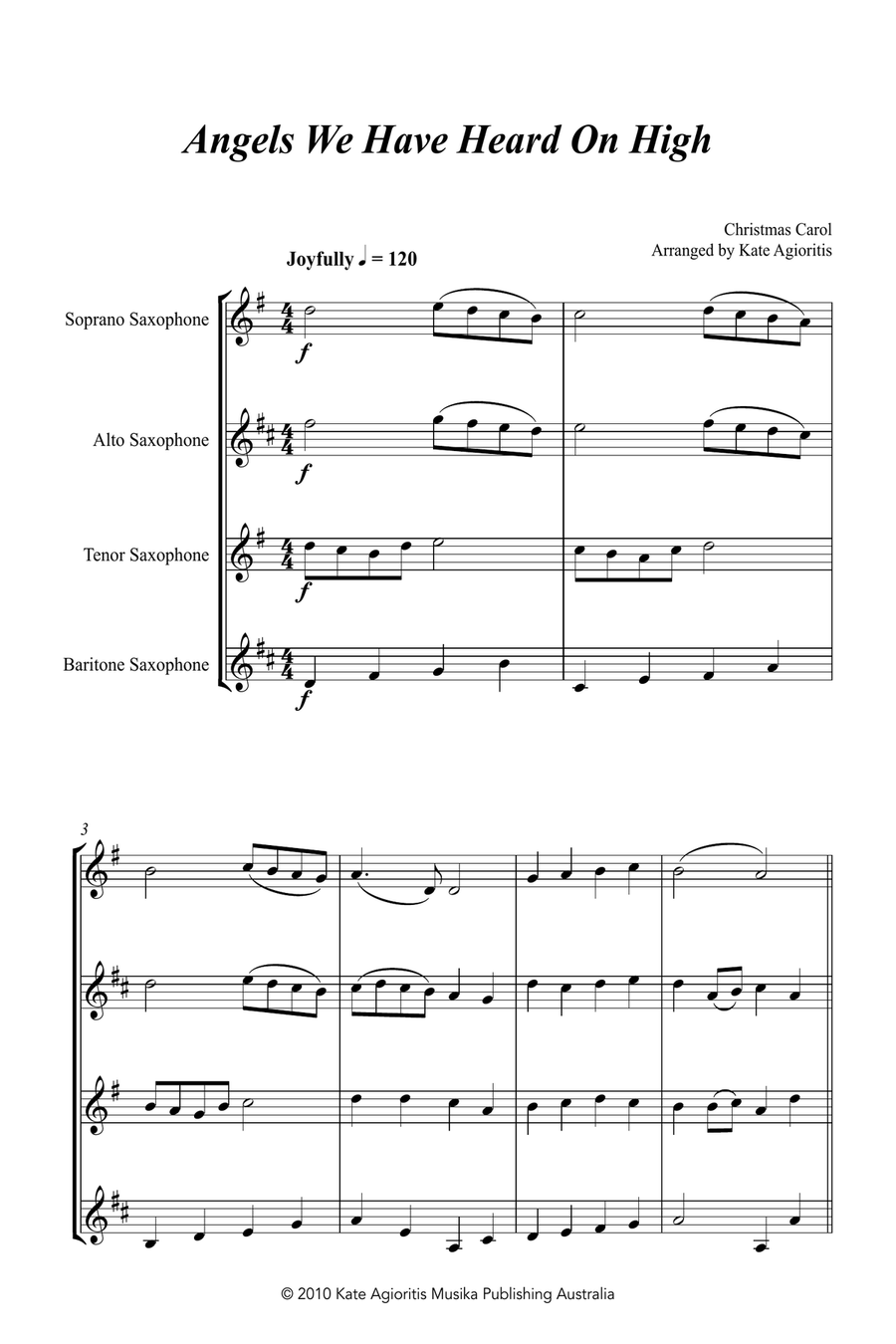 Jazz Carols Collection #1 for Saxophone Quartet (Angels We Have Heard, Hark, First Noel) Saxophone Quartet scores gallery preview page 3
