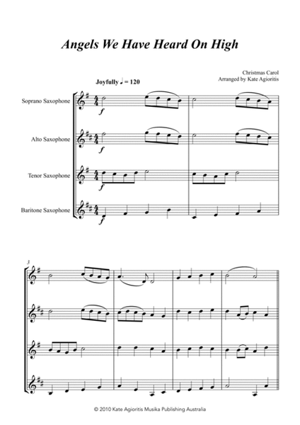 Jazz Carols Collection #1 for Saxophone Quartet (Angels We Have Heard, Hark, First Noel) image number null