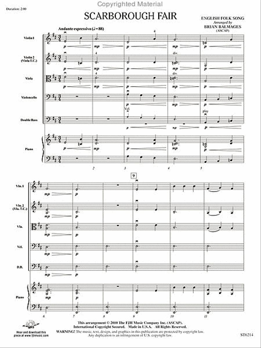 Scarborough Fair String Orchestra scores gallery preview page 2