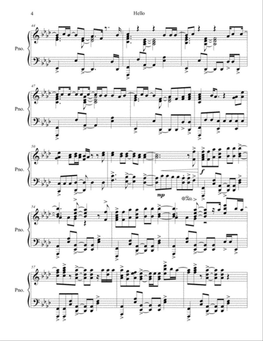 Hello Piano Solo scores gallery preview page 4