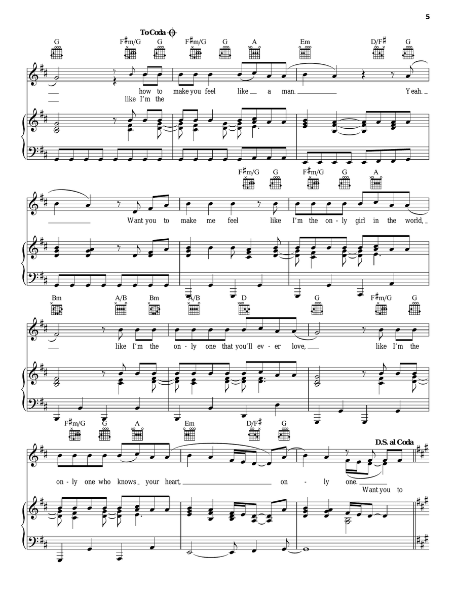 Only Girl (In The World) Piano, Vocal, Guitar scores gallery preview page 5
