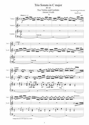 Book cover for Vivaldi - Trio Sonata in C major RV 60 for Two Violins and Cembalo