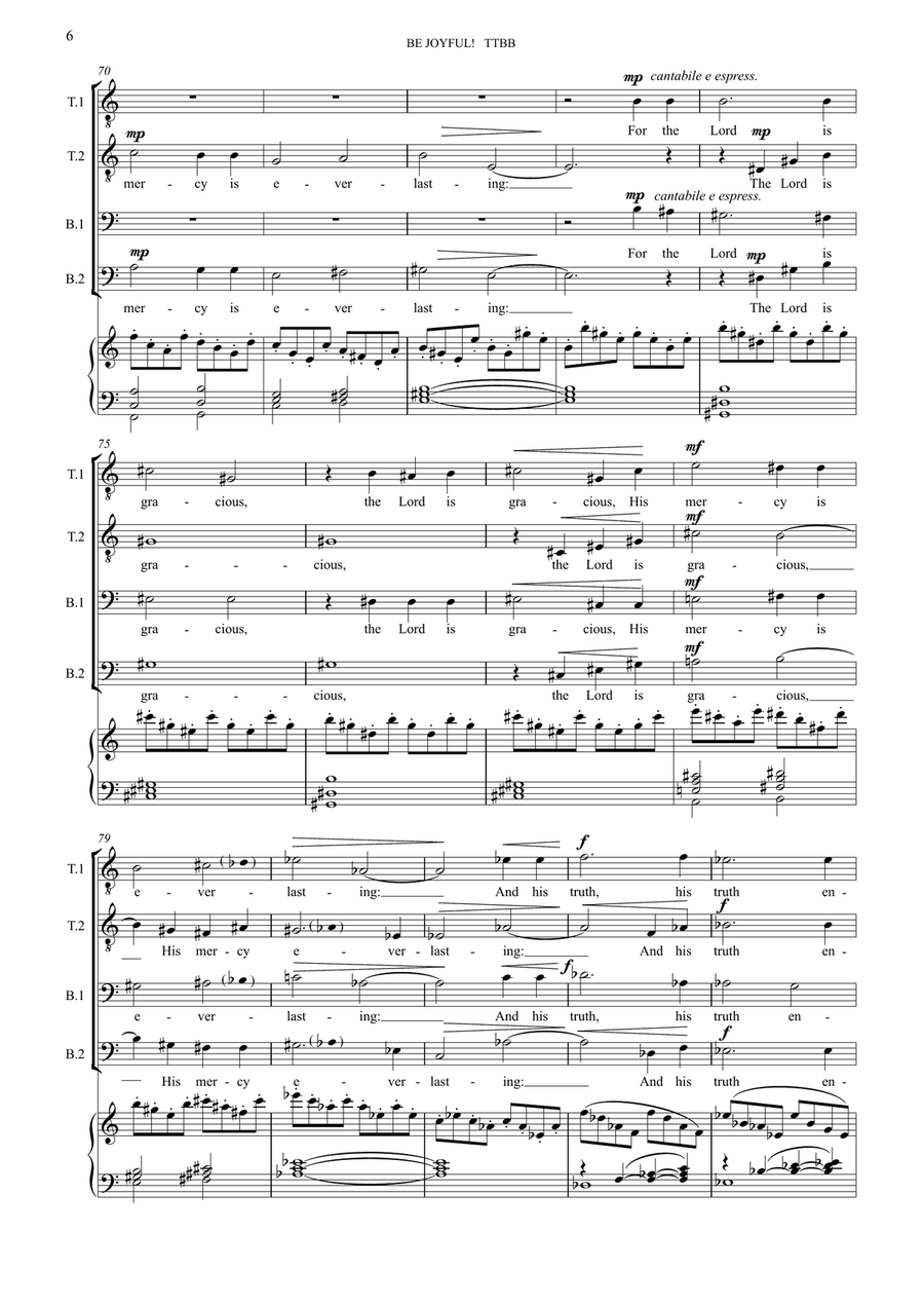 Be Joyful! (Male Voice Choir [TTBB] and organ) TTBB scores gallery preview page 6
