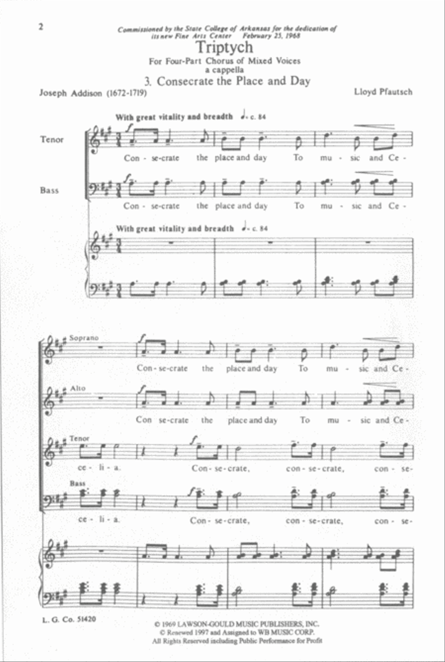 Consecrate the Place and Day (from Triptych) 4-Part scores gallery preview page 2