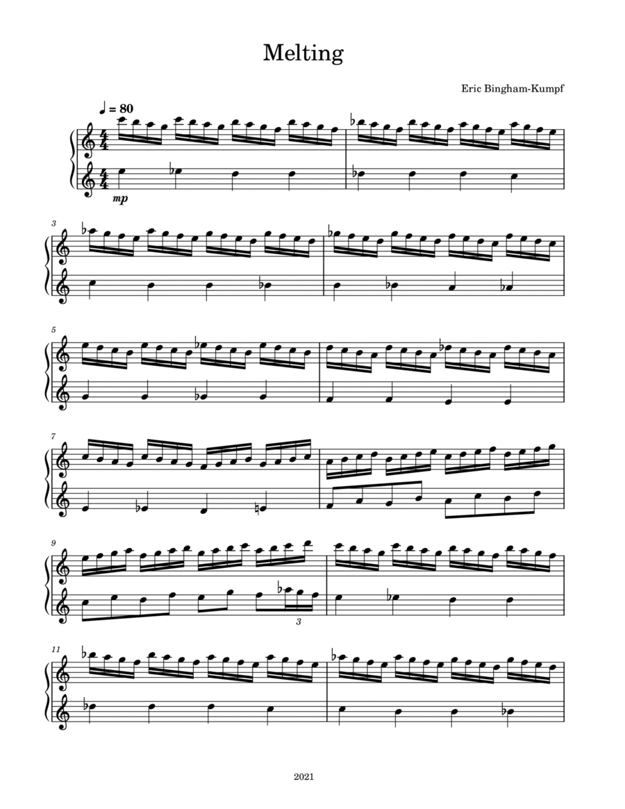 Melting Piano Solo scores gallery preview page 1
