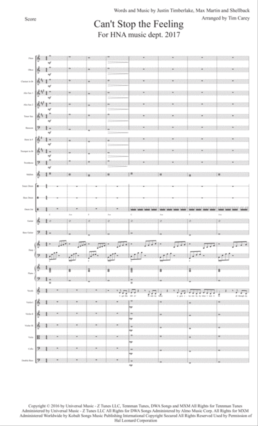 Can't Stop The Feeling from TROLLS Choir scores gallery preview page 1