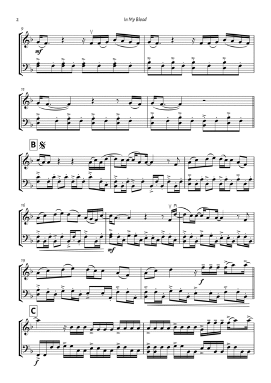 In My Blood String Duet scores gallery preview page 2