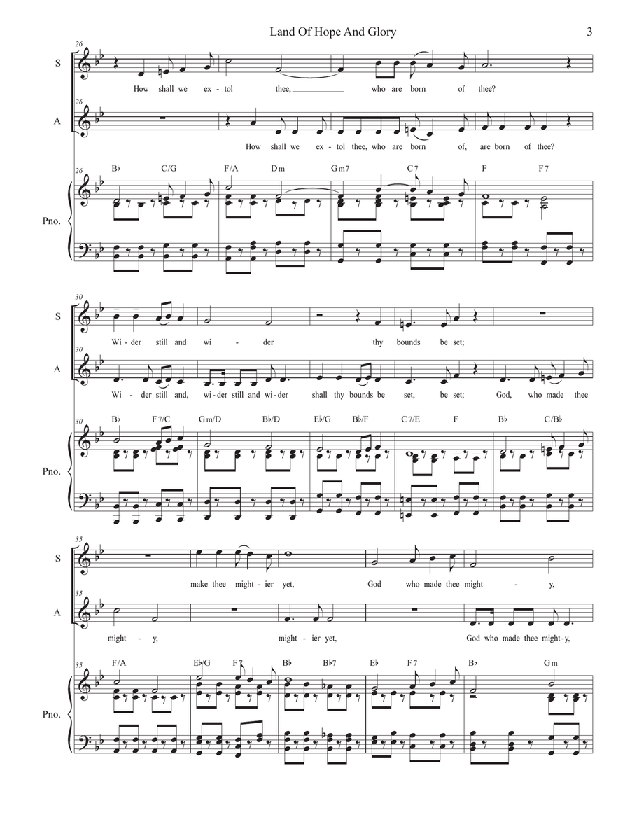 Land Of Hope And Glory (Pomp and Circumstance) (Duet for Soprano and Alto solo) Alto Voice scores gallery preview page 3