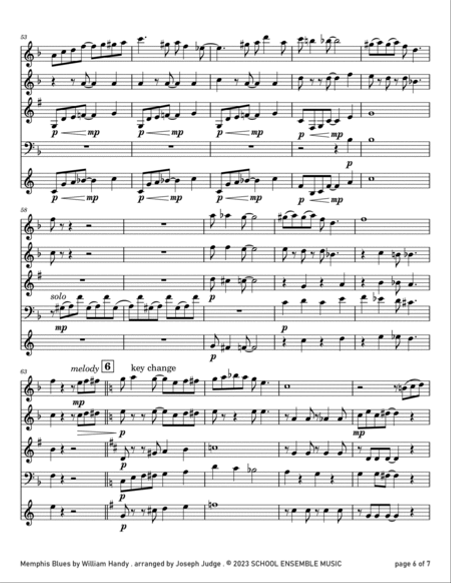 Memphis Blues by Handy for Woodwind Quartet in Schools Woodwind Quartet scores gallery preview page 6