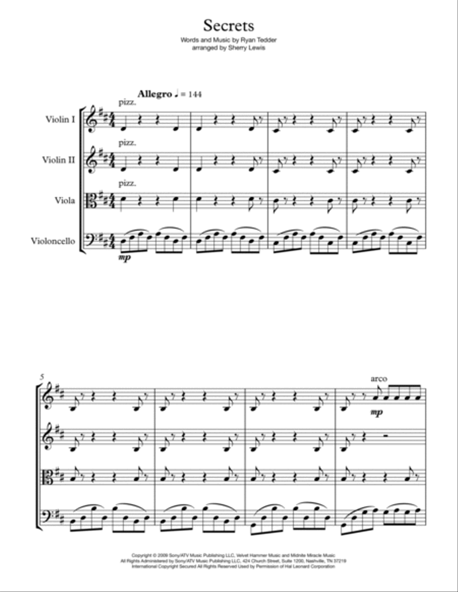 Secrets String Quartet scores gallery preview page 4