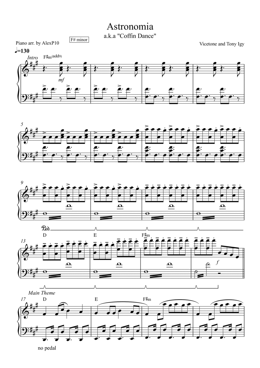 Astronomia Piano Solo scores gallery preview page 1