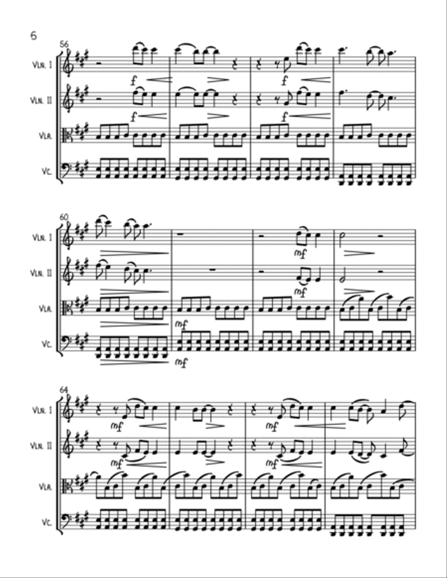 Chasing Cars String Quartet scores gallery preview page 6